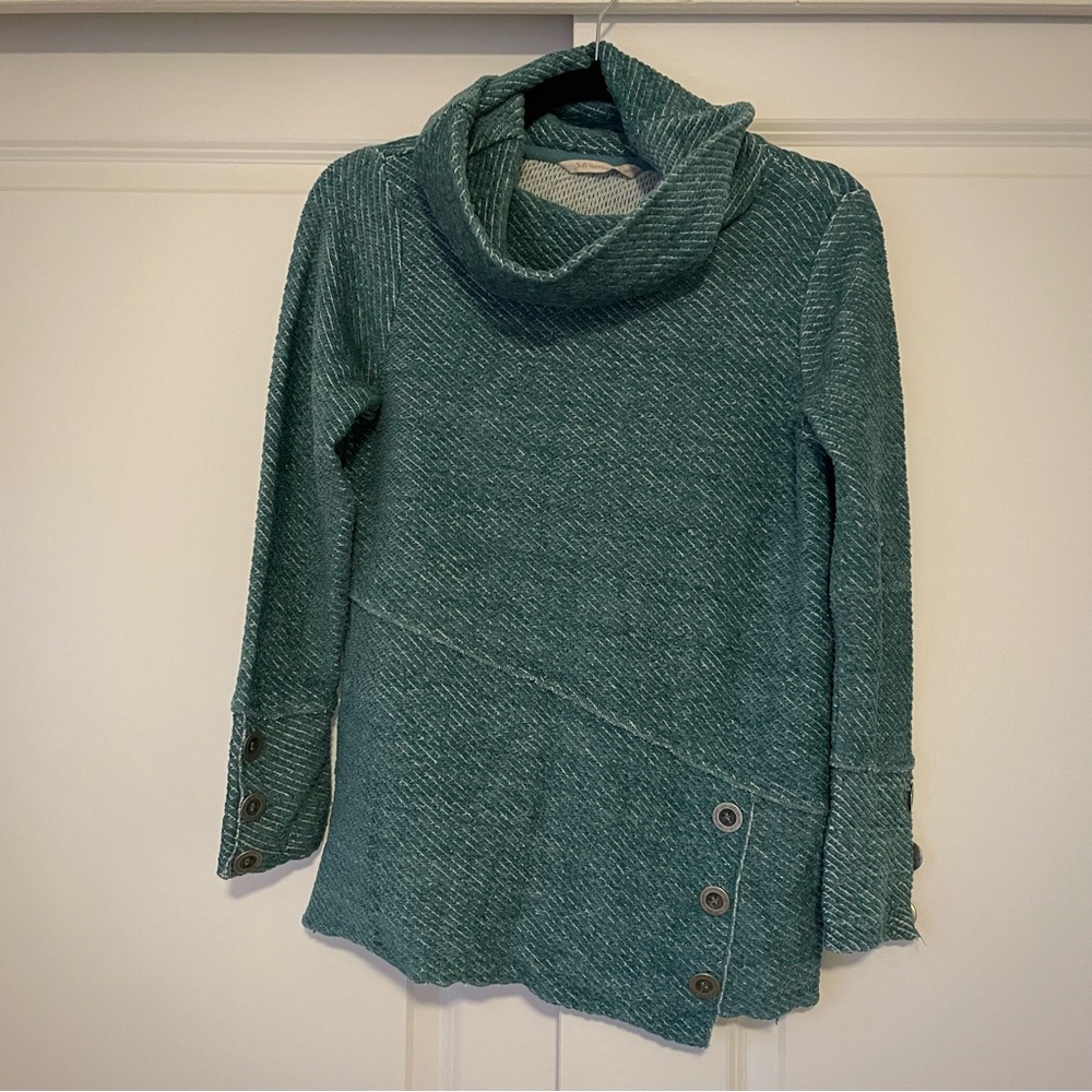 Women's Teal Cowl Neck Sweater